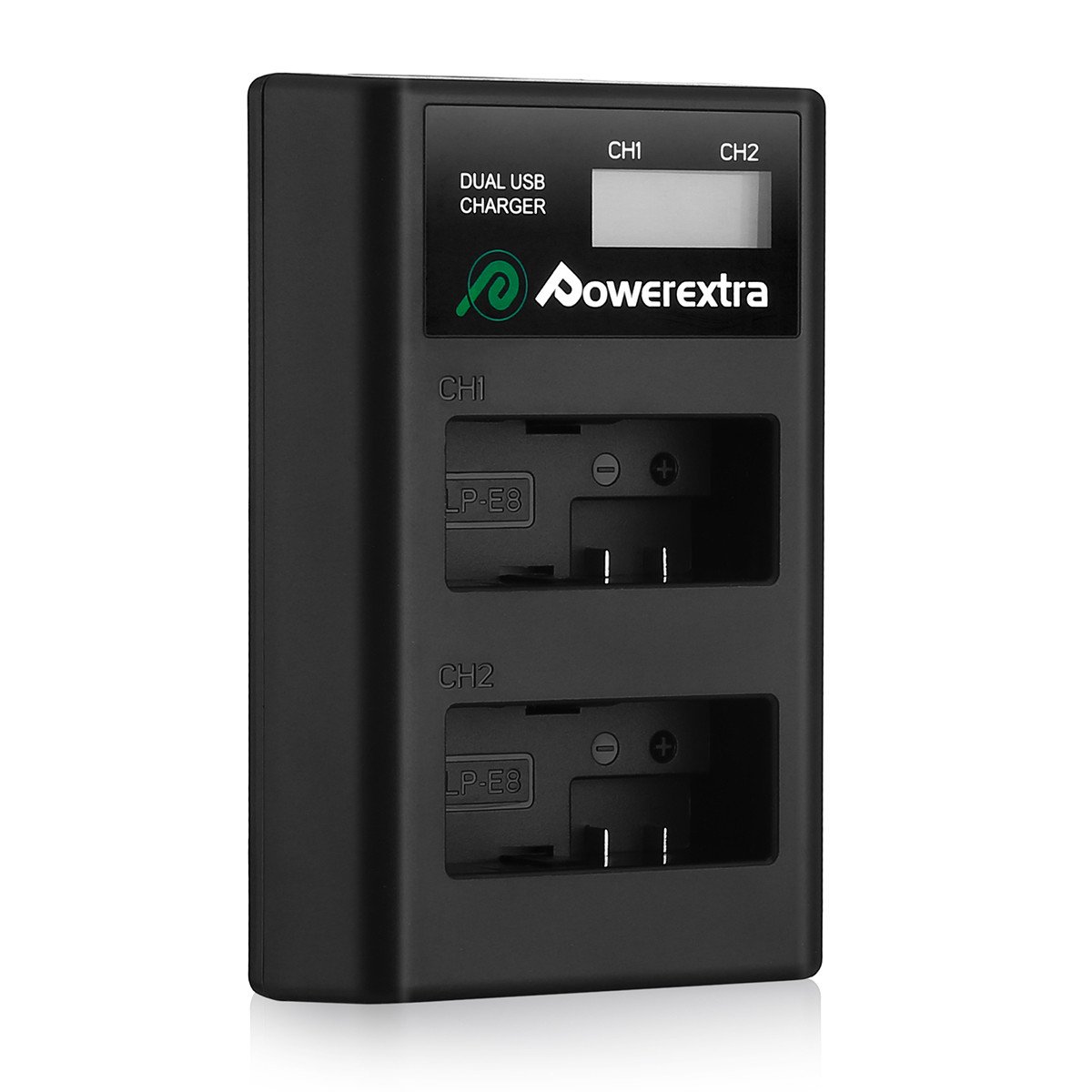 Powerextra LP-E8 2 Pack LPE8 Battery Smart LCD Display Dual USB Charger For Canon Rebel T3i T2i 600D 550D Kiss X5 Digital Camera