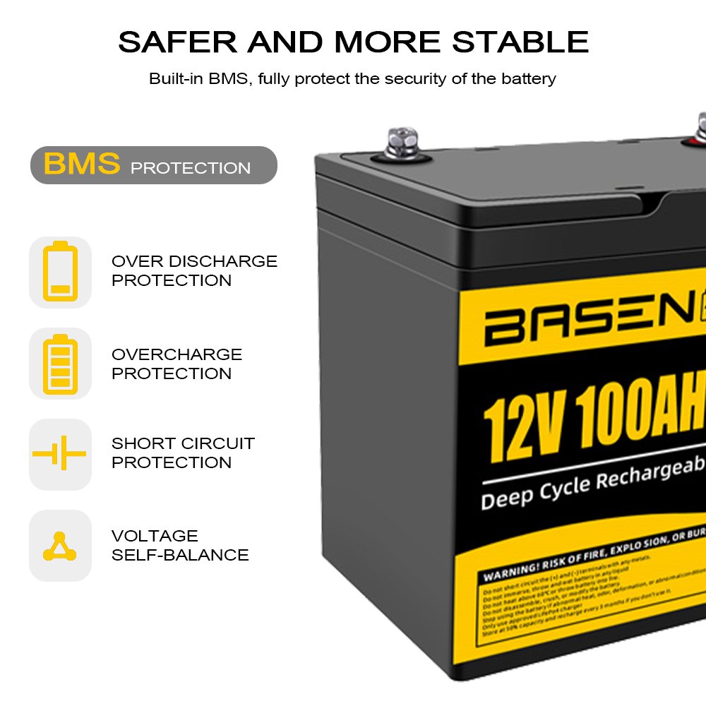 Basen 12.8V 12V 50Ah 100Ah 200Ah 300Ah battery pack Lifepo4 with bms for Solar System RV Electric Car Scooter Motorcycle Boat