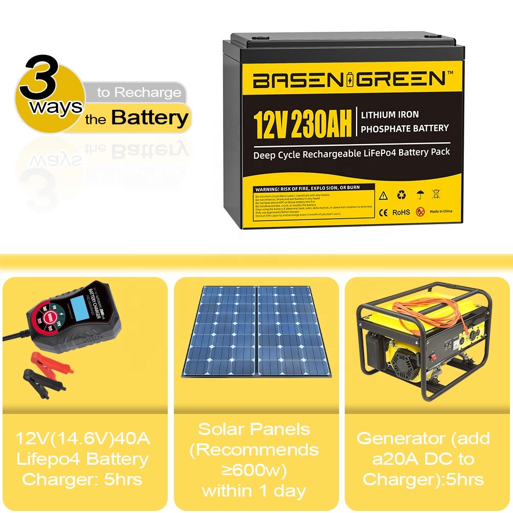 Basen 12.8V 12V 50Ah 100Ah 200Ah 300Ah battery pack Lifepo4 with bms for Solar System RV Electric Car Scooter Motorcycle Boat