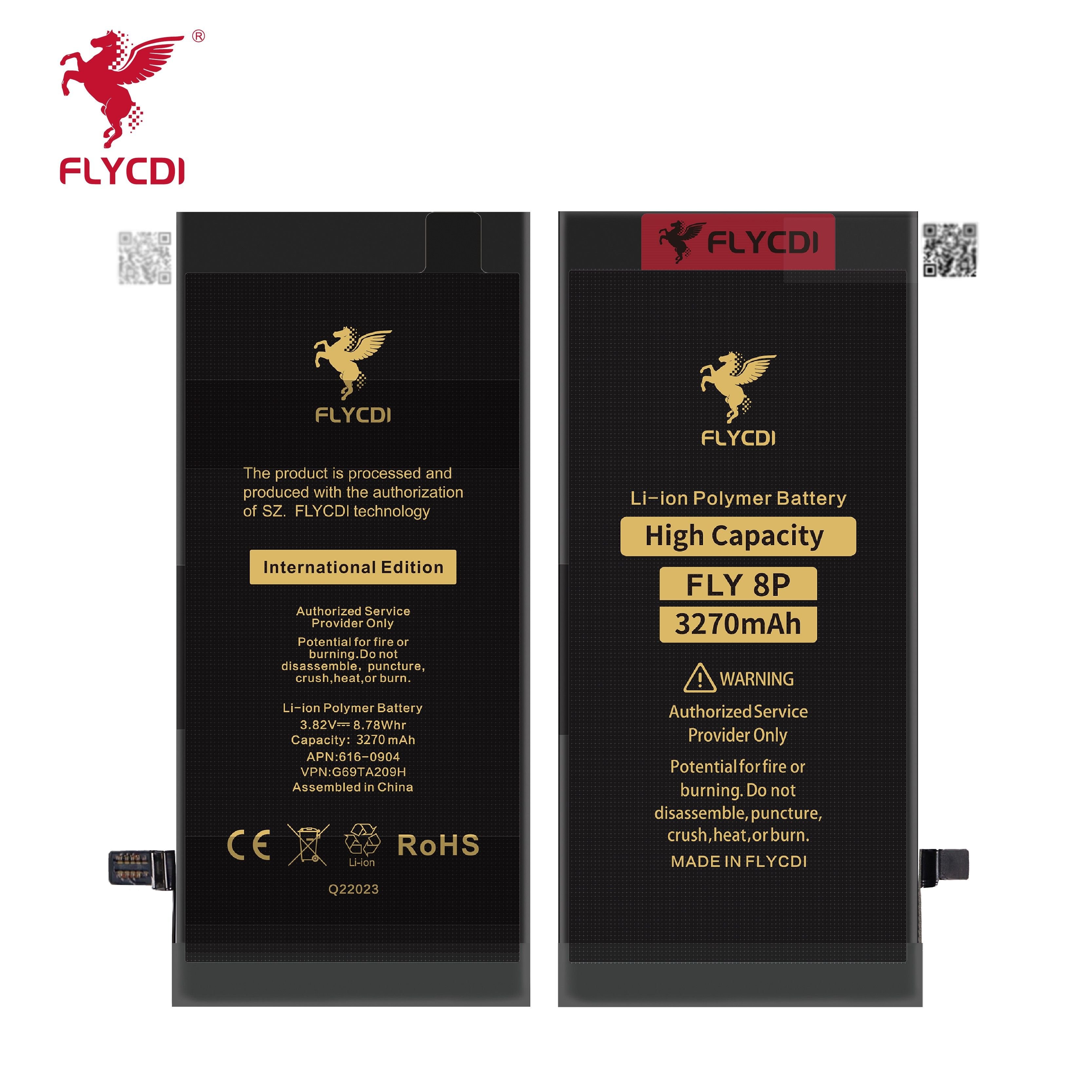 FLYCDI High Capacity Mobile Phone Battery Cell Phone Rechargeable Digital Batteries For Iphone 8P Battery