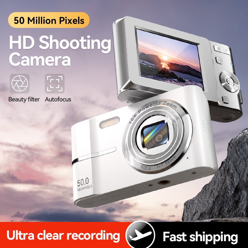 1080P Digital Camera Autofocus Vlogging Camera Kids 50MP 16X Digital Zoom Anti-Shake children Travel Selfie Camera for Kid