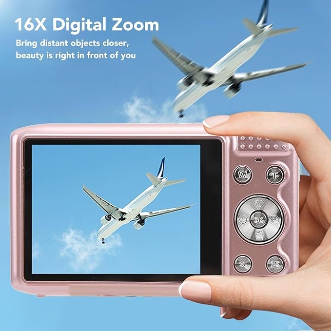 Point and Shoot Camera,58MP 16X Zoom 4K Digital Camera for Photography, Compact Digital Video Camera for Kids Students Adults