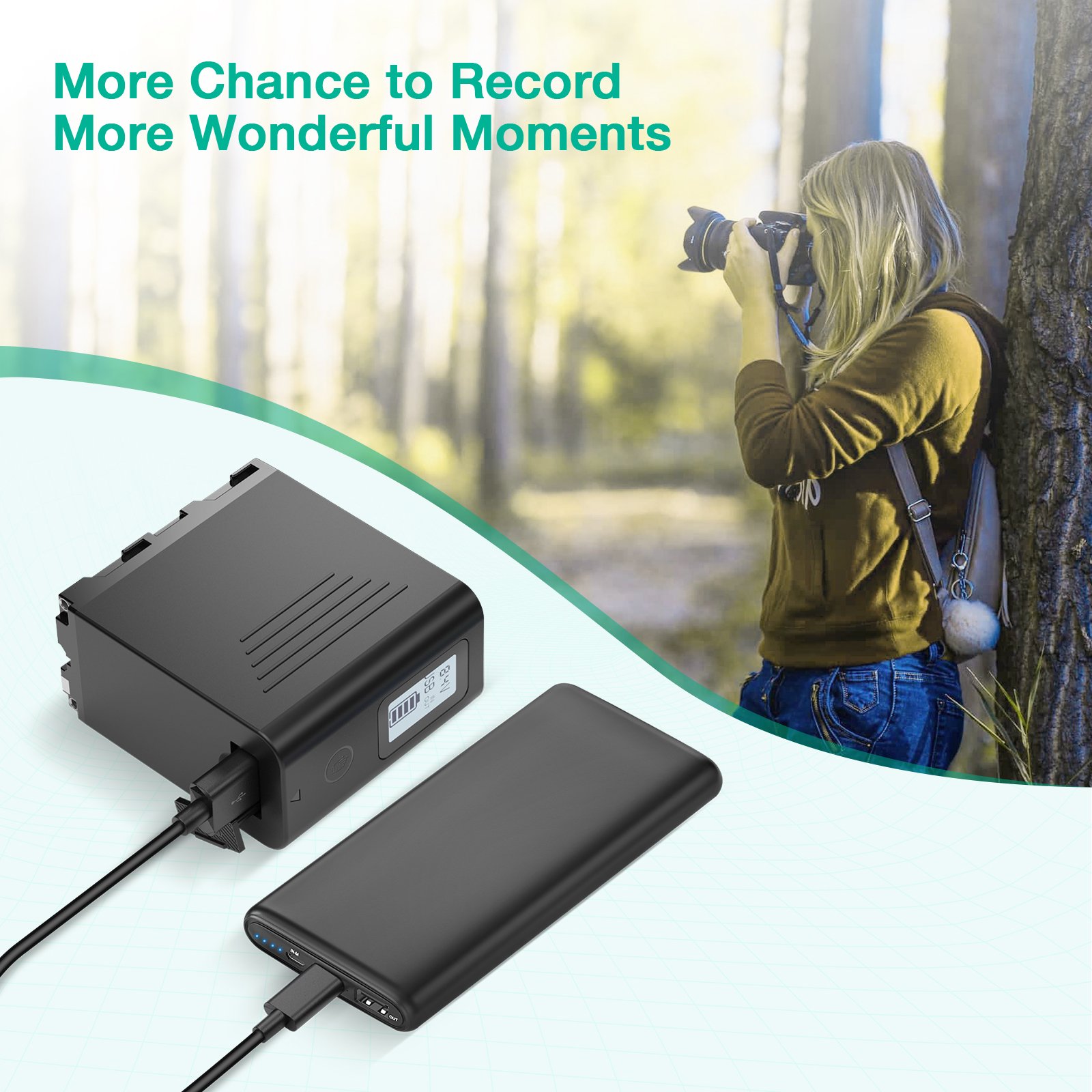Powerextra Camera Battery Packs NP-F980 7800mA 7.4v USB Lithium ion Rechargeable Batteries For Sony NP-F970