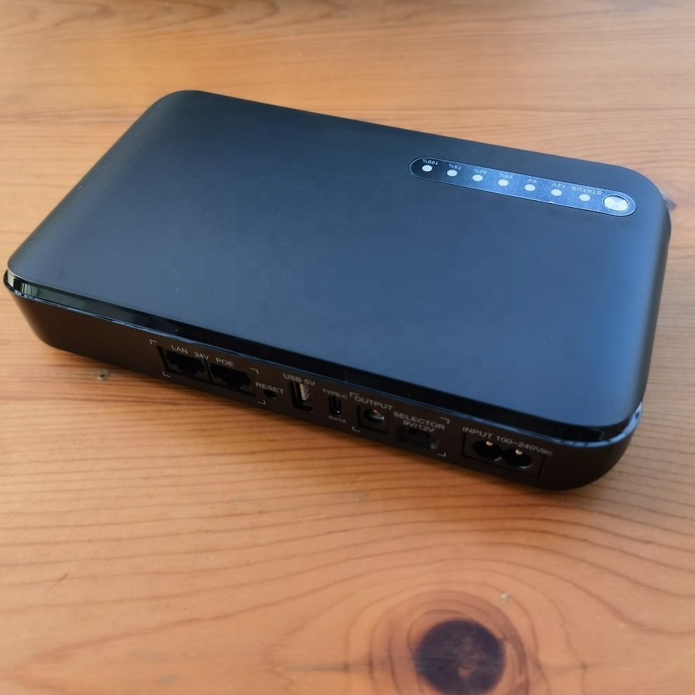 LSUN MP830 mini DC UPS with Lithium battery 20000mah power supply for digital products POE 24V 12V 5V long backup power supply