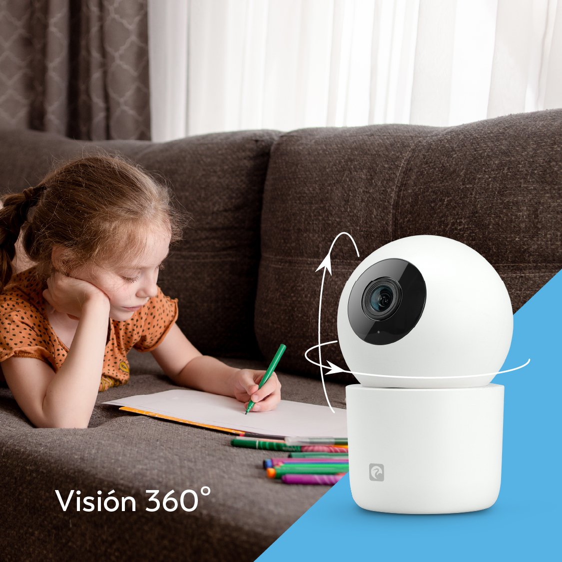 Garza Brand 1440P 2.5K Quad HD Smart-Home Mini Digital 360 Degree Smart Indoor IP Wifi 2.4GHz Surveillance Camera Recording