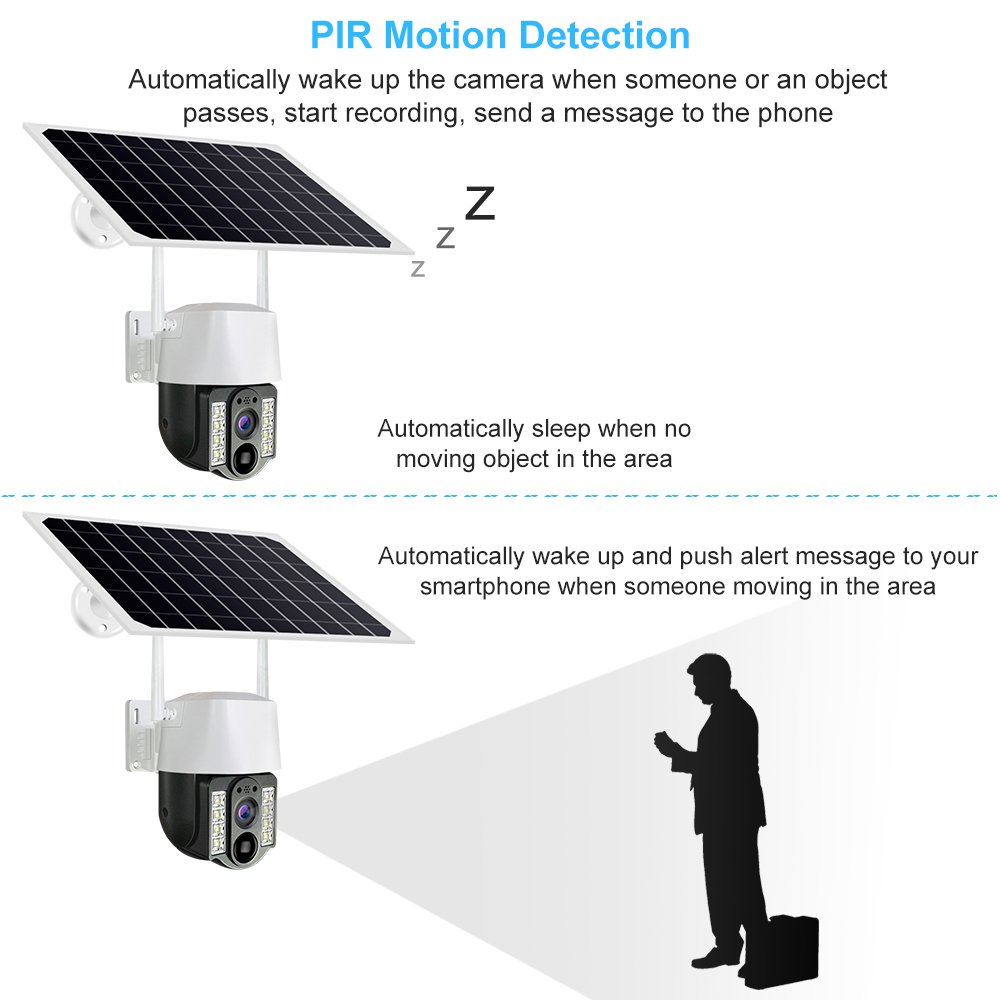 Hd 4MP Battery Camara Panel Solar Wifi Camera PIR Human Motion Auto Tracking Ip Outdoor Camera Waterproof