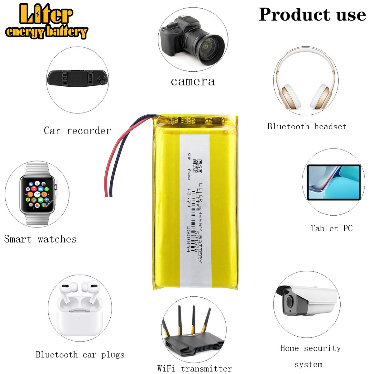 504575 3.7V Tablet Battery 2500MAH Interphone GPS Navigation Recorder Polymer Battery