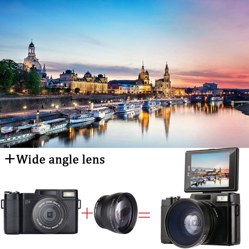 2.7K Digital Vlogging Camera HD 30MP Cameras Compact Flip Screen Autofocus Camcorder for Photography