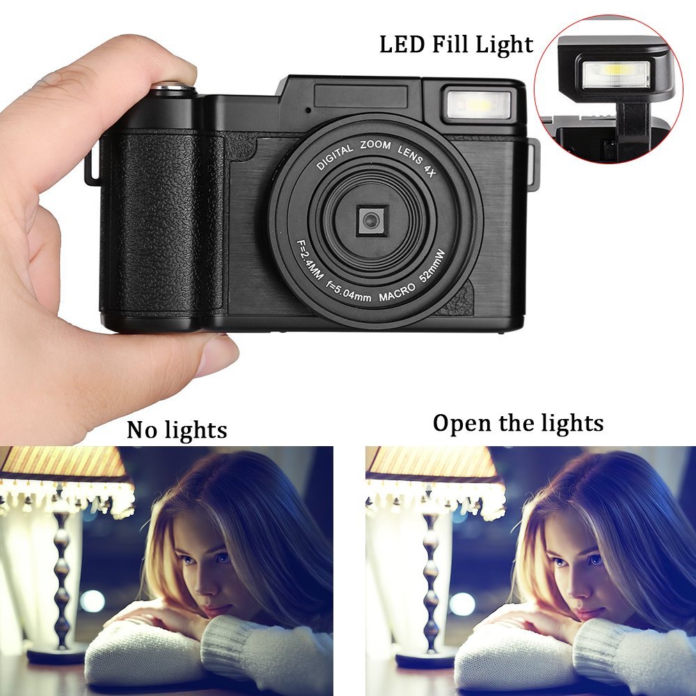 2.7K Digital Vlogging Camera HD 30MP Cameras Compact Flip Screen Autofocus Camcorder for Photography