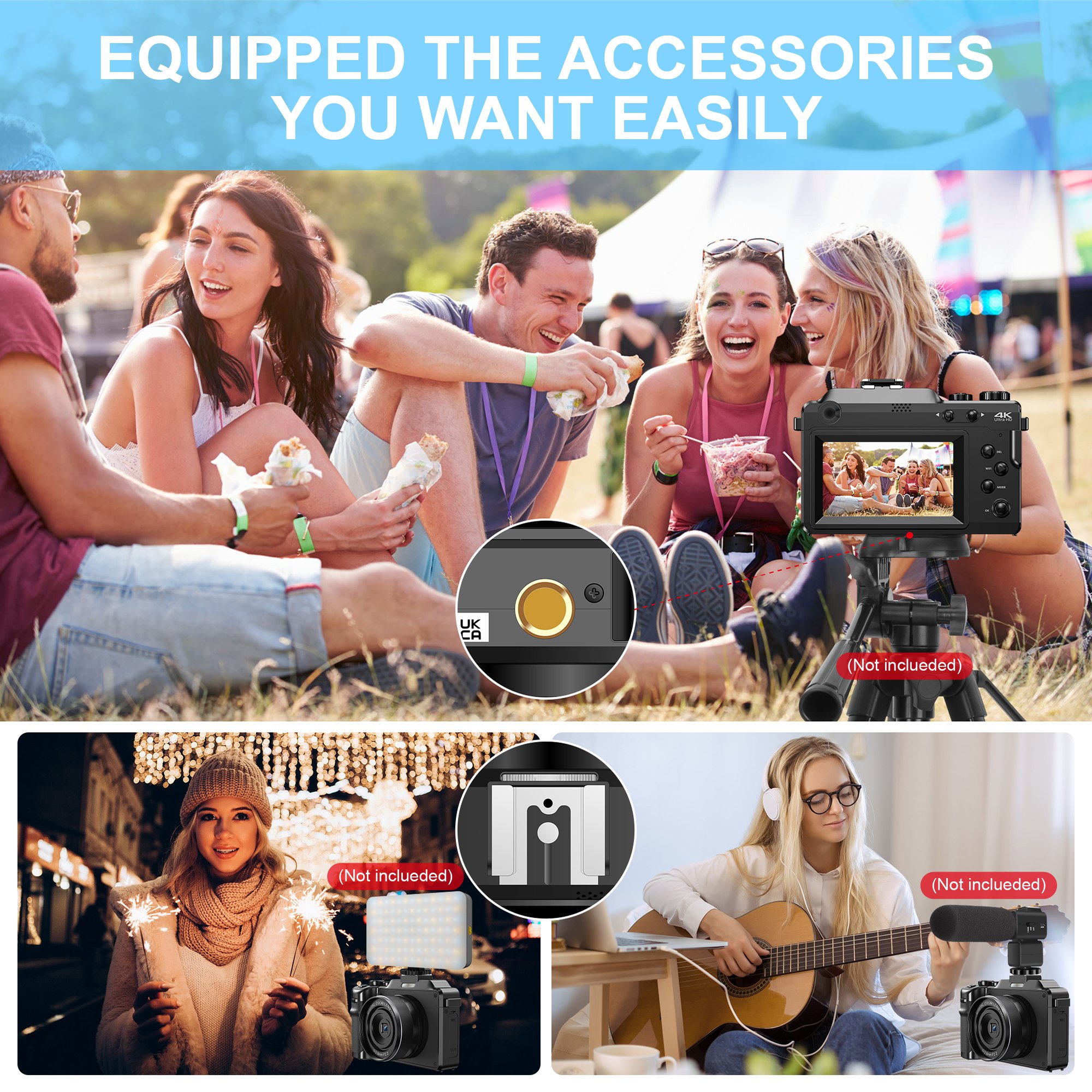 Digital Camera Vintage Style 48MP 4K Point and Shoot Camera with 18X Zoom Includes 32GB Card Perfect for Vlogging
