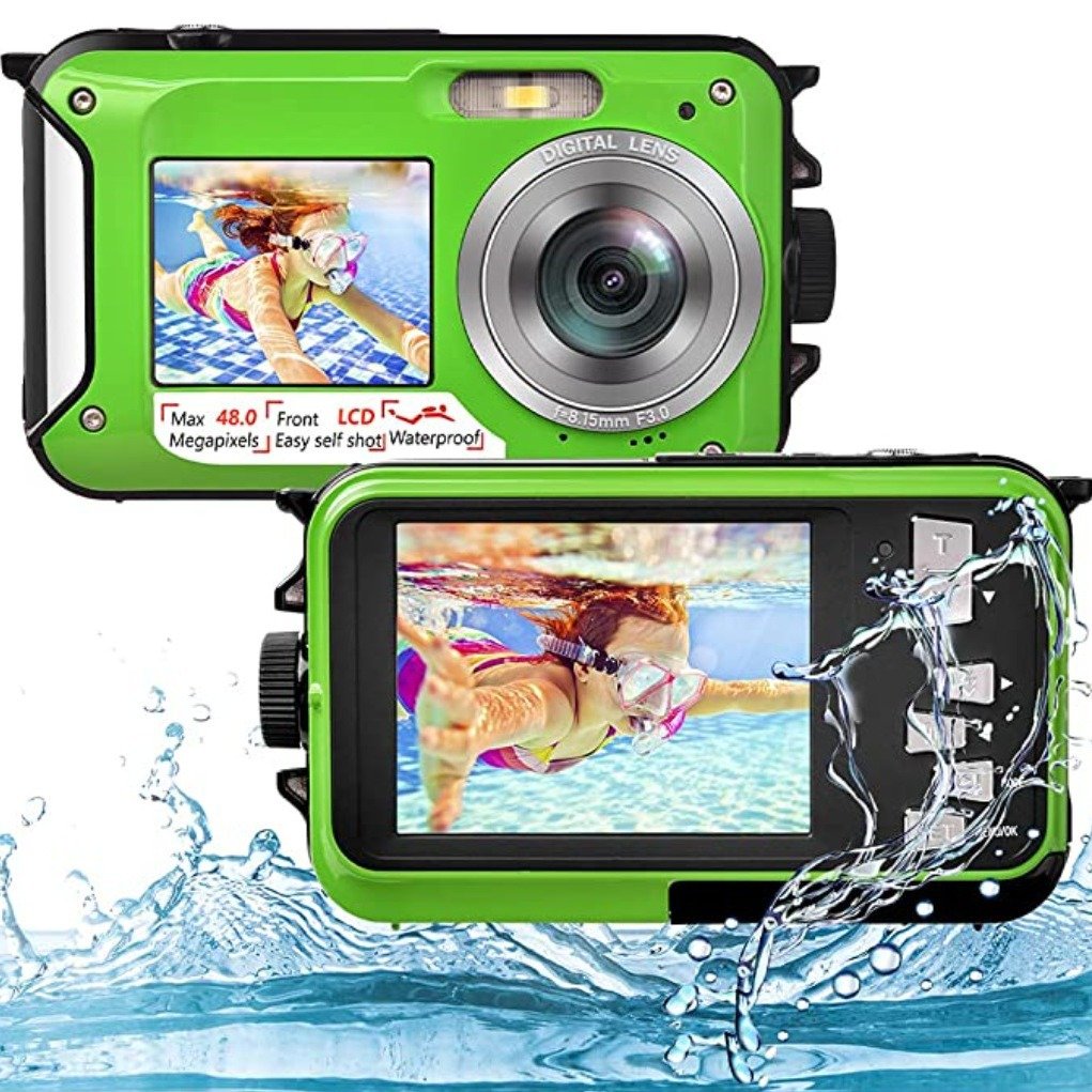 Underwater Camera Full HD 2.7K 48MP Waterproof Snorkeling Dual Screen Waterproof Digital Camera
