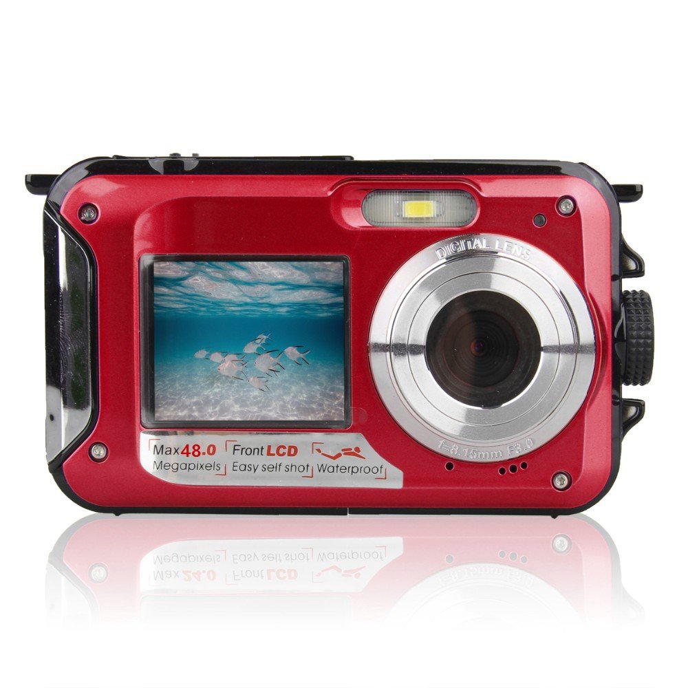Underwater Camera Full HD 2.7K 48MP Waterproof Snorkeling Dual Screen Waterproof Digital Camera