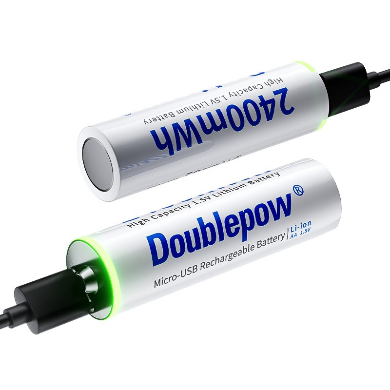 Doublepow AA Rechargeable 1.5V 2400mWh Lithium Ion Batteries Fast Charge Type C Charger Li-ion Battery