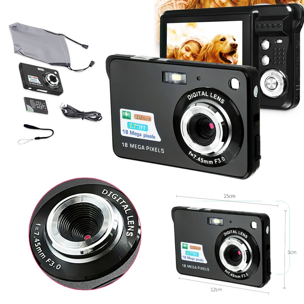 SY90 HD Digital Camera, Video Camera 18MP Camcorder for Vlogging 2.7 inch Screen 8X Digital Zoom Vlog Digital Digicam