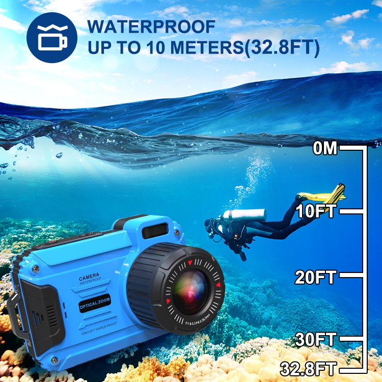 Handheld Waterproof 48Megapixels 6X Optical Zoom Digital Camera 2.7K Video Camcorder Portable Professional Photography Camera