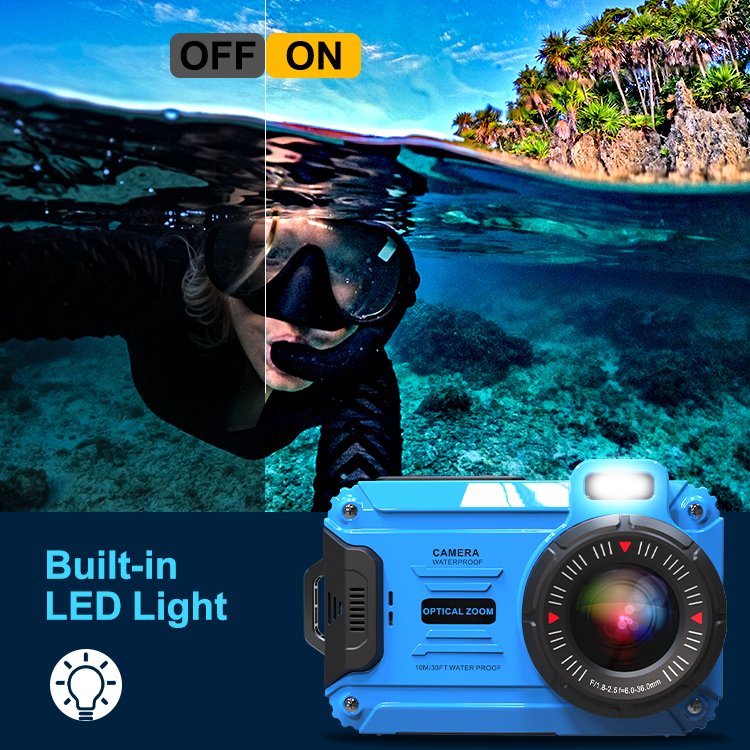 Handheld Waterproof 48Megapixels 6X Optical Zoom Digital Camera 2.7K Video Camcorder Portable Professional Photography Camera
