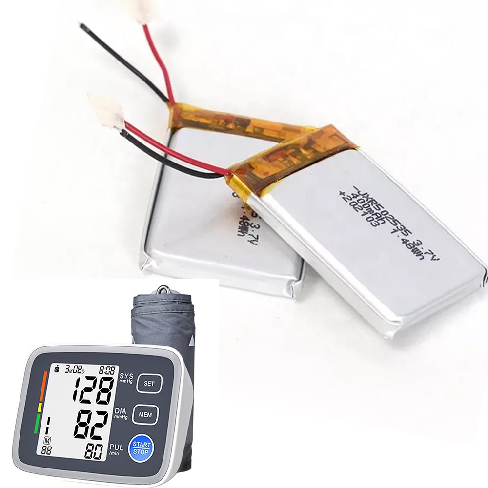 Kc IEC Certified Lipo 3.7v 502535 400mah 1.48wh Lithium Ion Polymer Battery For Digital Blood Pressure Monitor Pulse Oximeter