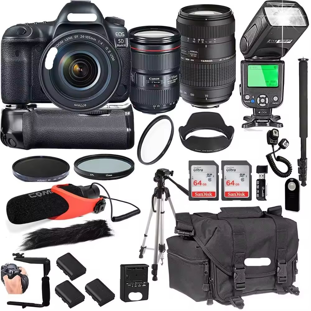 New 2024 E-EOS 5D Mark IV D-SLR Camera Black With 24-105mm F/4L IS USM Lens