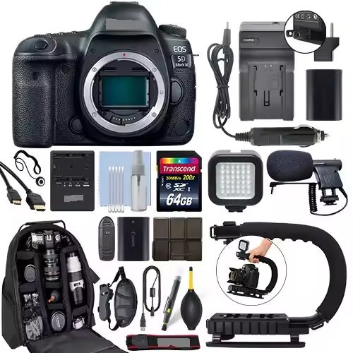 New 2024 E-EOS 5D Mark IV D-SLR Camera Black With 24-105mm F/4L IS USM Lens