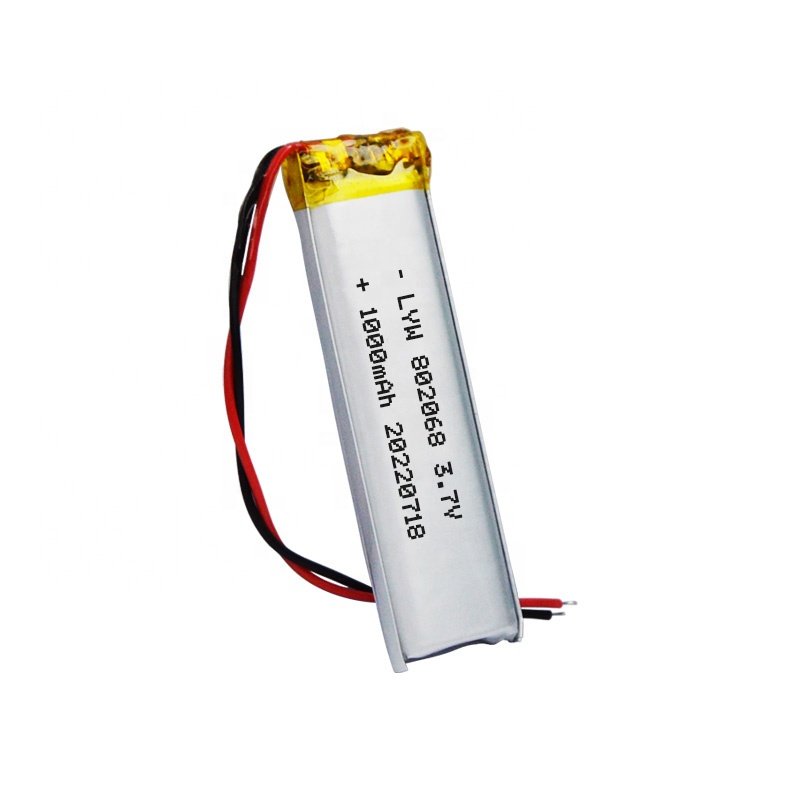 Factory Hot selling 802068 3.7V 1000mAh Polymer Lithium Battery Soft Pack Rechargeable Battery For Consumer Electronics