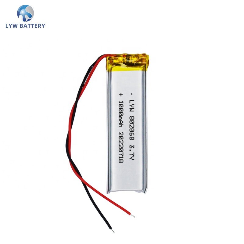 Factory Hot selling 802068 3.7V 1000mAh Polymer Lithium Battery Soft Pack Rechargeable Battery For Consumer Electronics