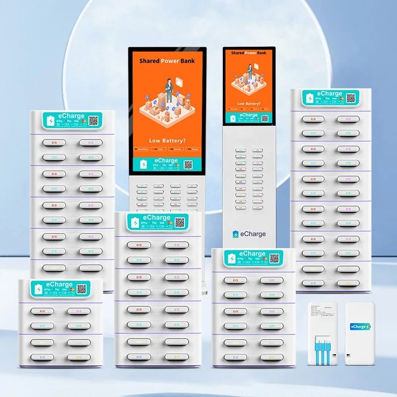 Factory sales Sharing Power bank Phone charging Station 43 inch Indoor Digital Signage Display Kiosk Rental Station