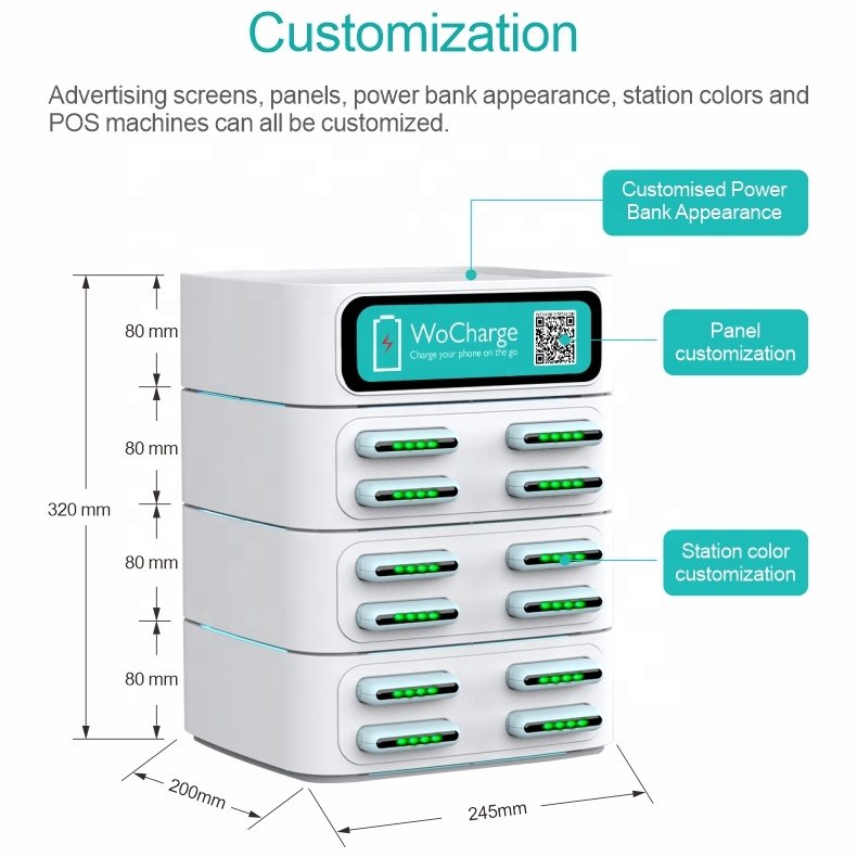 Factory sales Sharing Power bank Phone charging Station 43 inch Indoor Digital Signage Display Kiosk Rental Station