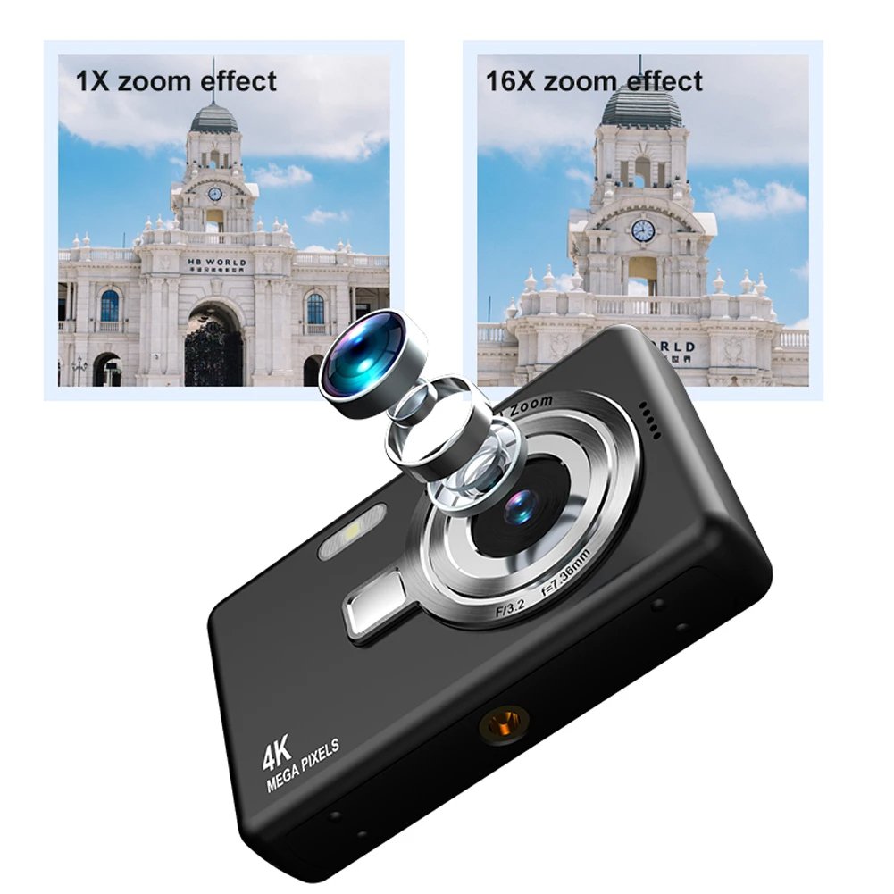 Q13 4K HD 1080P Kid Digital Camera Anti-Shake Autofocus Vlogging Camera 2.4 Inch IPS Screen Photography Children Camera