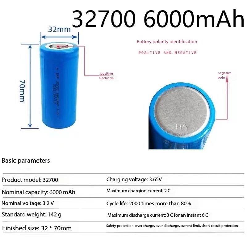 New 32650 Lithium Iron Phosphate Battery Cells 32700 Lifepo4 3.2V 6000mah 5000mah for Golf Carts Boats and Solar Applications