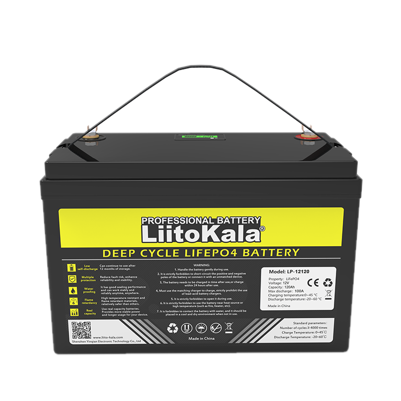 LiitoKala 12V 120Ah LiFePO4 Battery 12.8 V Lithium Iron Phosphate Battery for RV Camper Golf Cart Off-Highway Off-Grid Solar Win