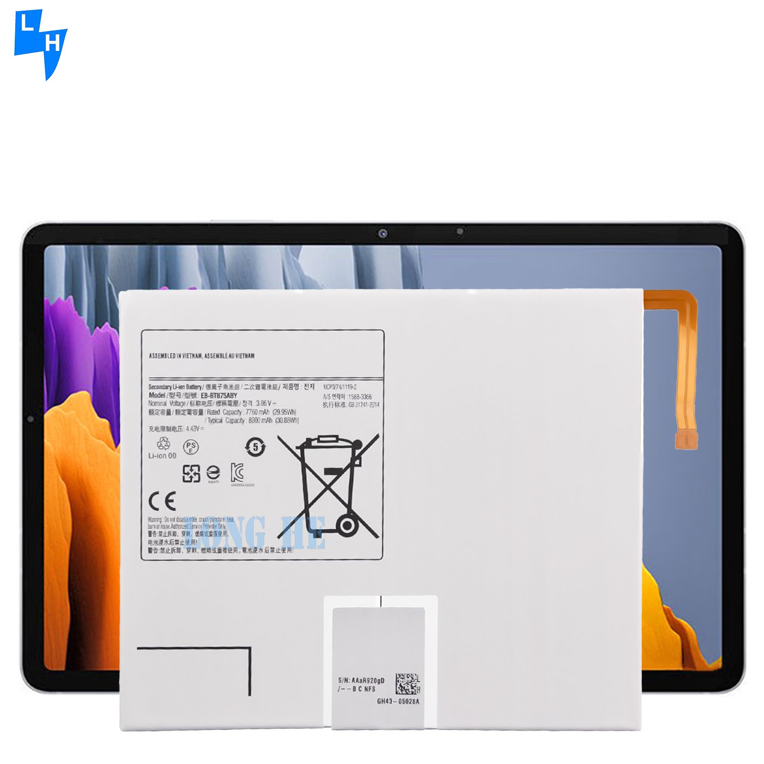 Brand new real capacity tablet digital battery replacement EB-BT875ABY for Samsung Galaxy Tab S7 SM--T870 3.85V 8000mAh