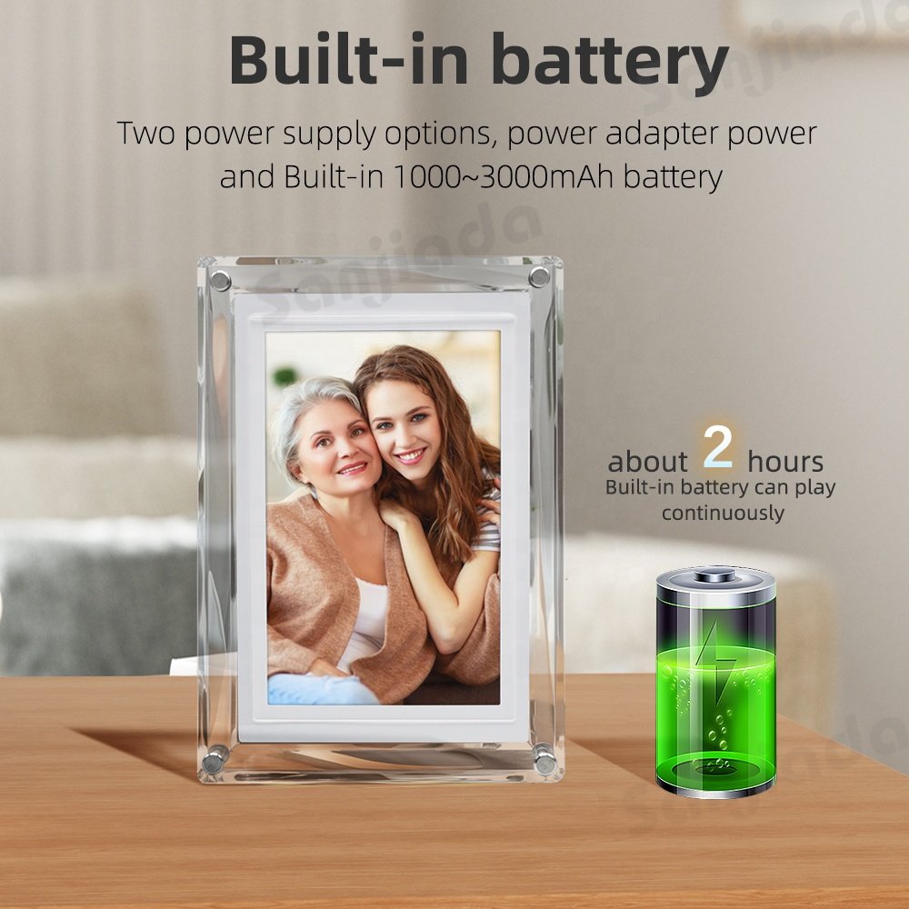 5 Inch Digital Picture Frame 4G Memory, Acrylic Video Frame with 1500mAh Built-in Battery, Perfect for Home Decor and Warm Gifts