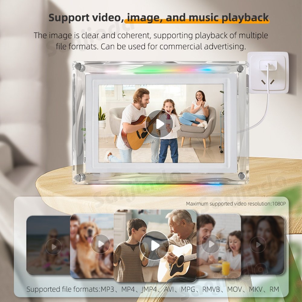 5 Inch Digital Picture Frame 4G Memory, Acrylic Video Frame with 1500mAh Built-in Battery, Perfect for Home Decor and Warm Gifts