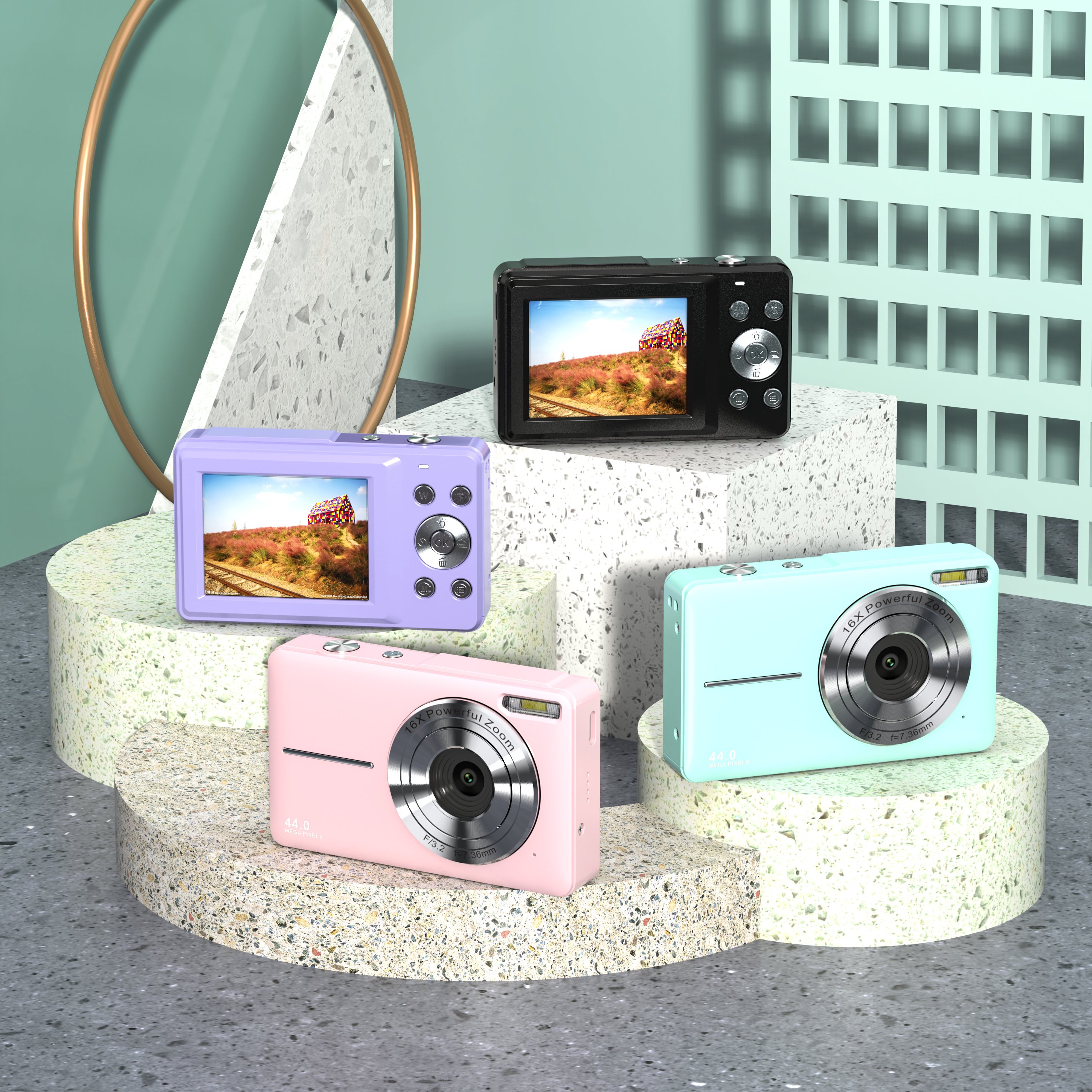 Digital Camera 2.7K Ultra HD Mini Camcorder 44MP 2.7 Inch LCD Screen Rechargeable Students Compact Record Vlogging Camcorders