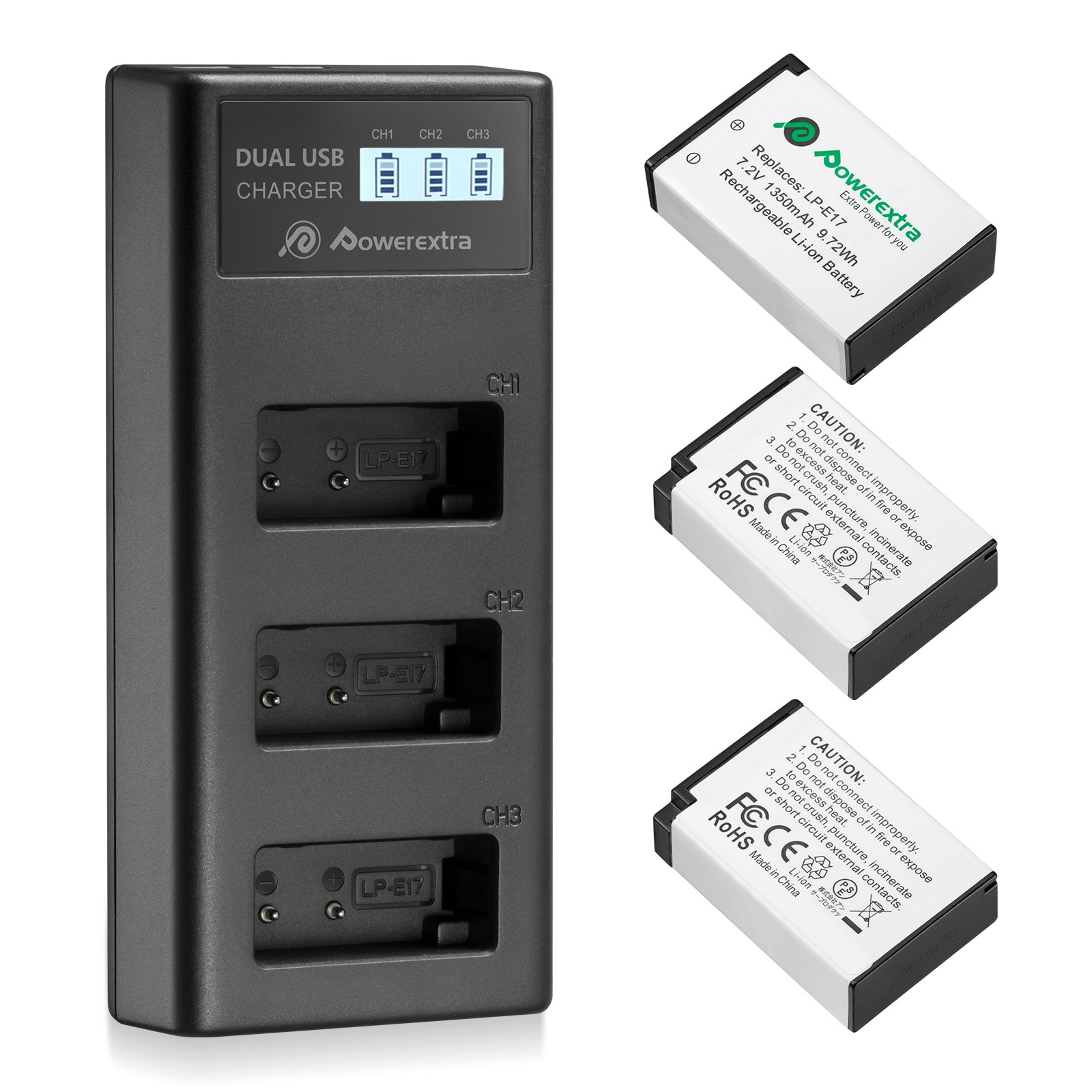 Cheap LPE17 1450mAh 7.2v Portable Micro USB Type-c Triple Fast Rechargeable Camera Battery Charger With 3 Camera Batteries