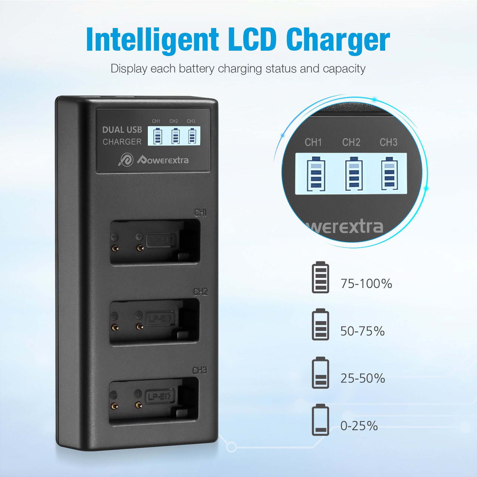 Cheap LPE17 1450mAh 7.2v Portable Micro USB Type-c Triple Fast Rechargeable Camera Battery Charger With 3 Camera Batteries