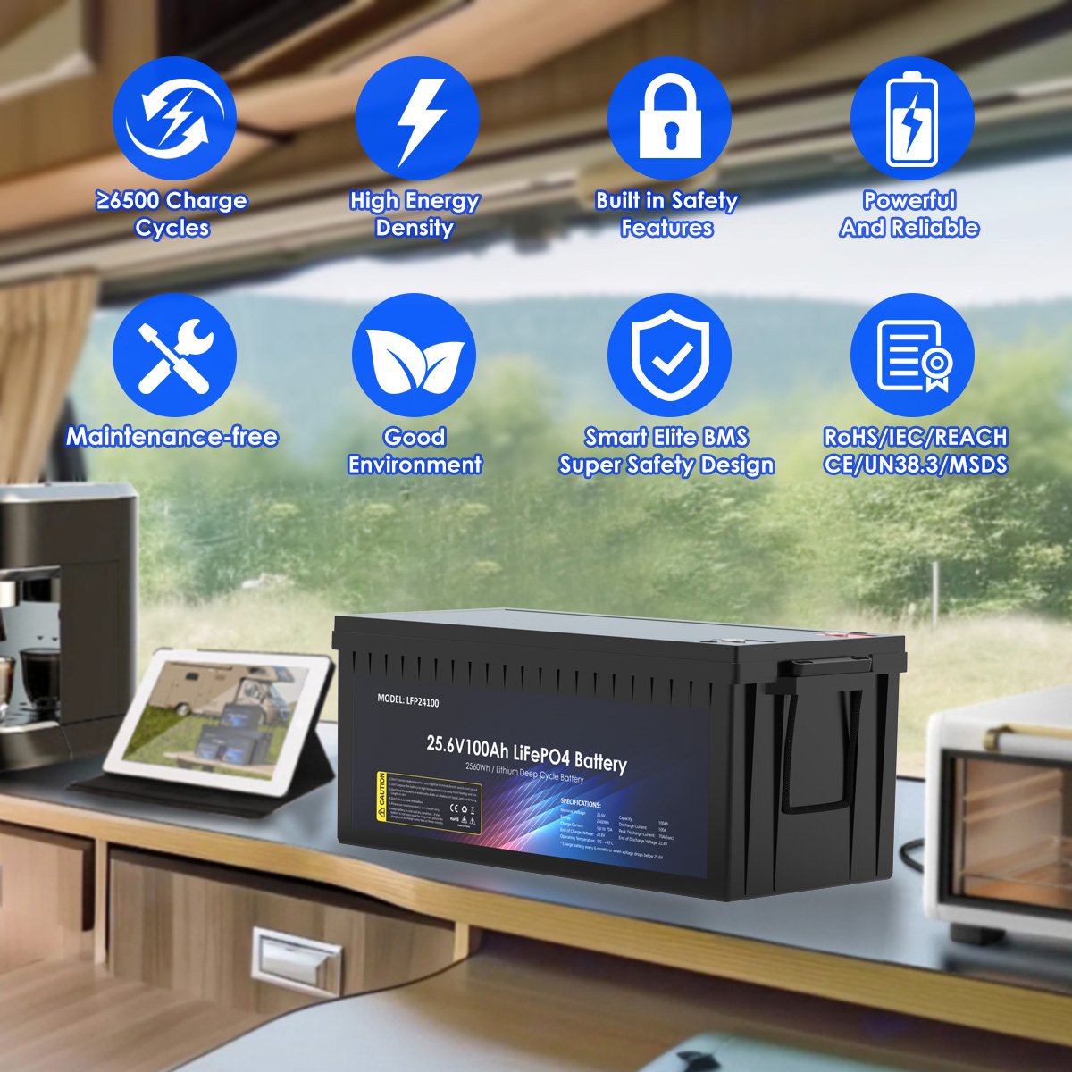 12.8v 25.6v Lithium Ion Battery 100Ah 2560wh Battery Packs For Rv 24volt Lifepo Battery 50ah 100ah 200ah 280ah