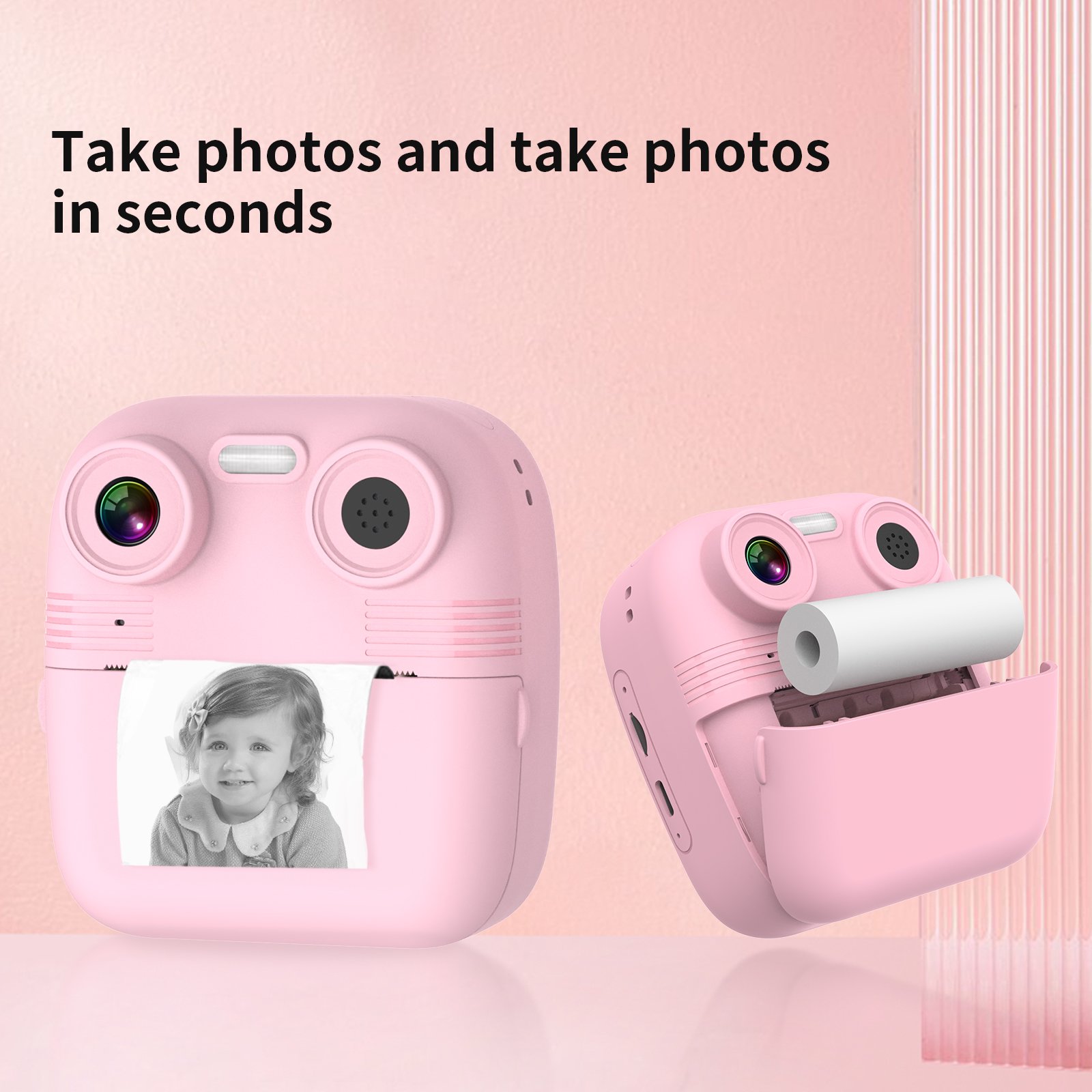 customized silicone case front and back dual lens Children's Photo Camera Cute Fun Toys Digital Instant print Camera For Kids