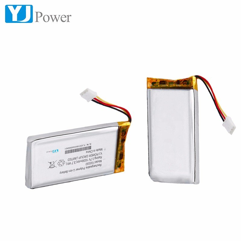 Rechargeable 3.7V 1000mah custom size YJ102050 lithium ion battery