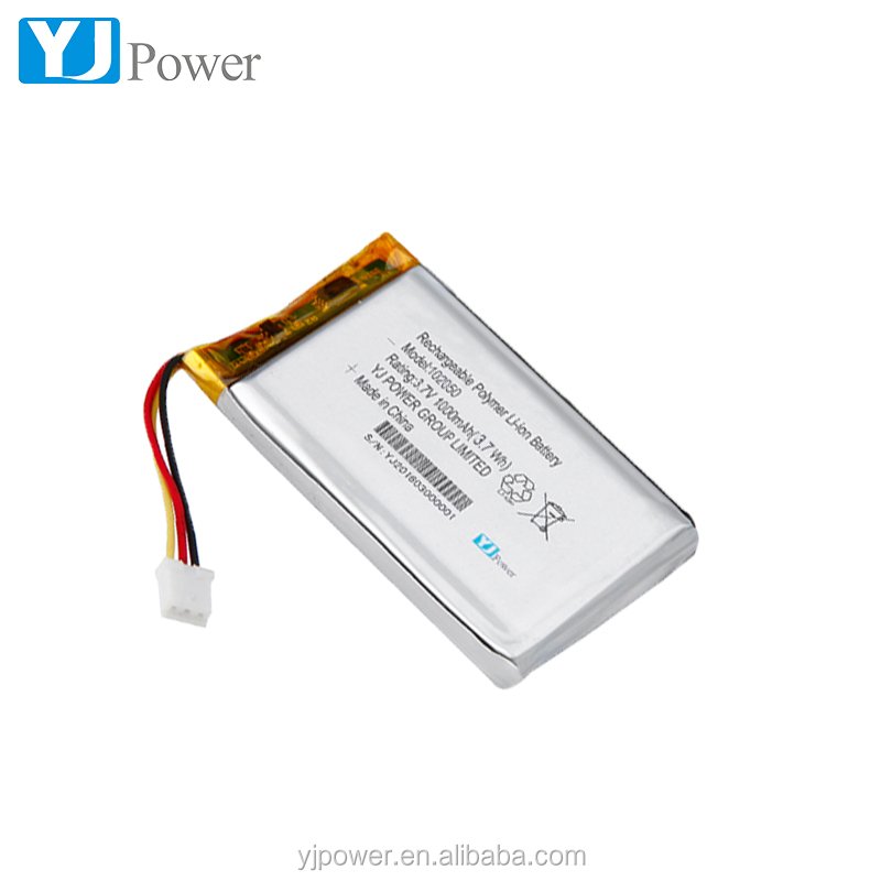 Rechargeable 3.7V 1000mah custom size YJ102050 lithium ion battery