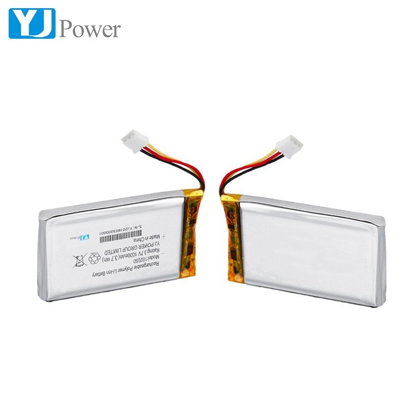 Rechargeable 3.7V 1000mah custom size YJ102050 lithium ion battery