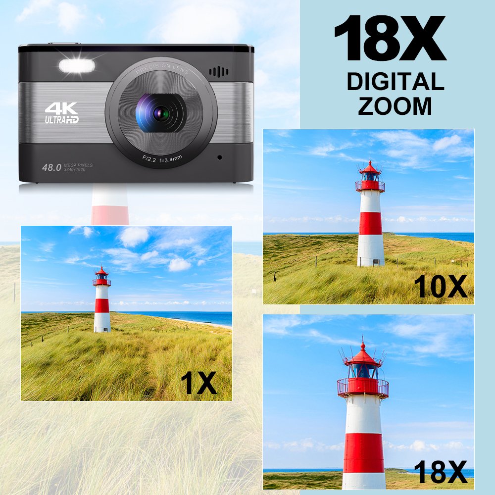 Factory Direct HD 4K 64MP Digital Video Camera 18X Digital Zoom 3 Inch IPS Screen 128GB SD Card Digital Cameras for Photography