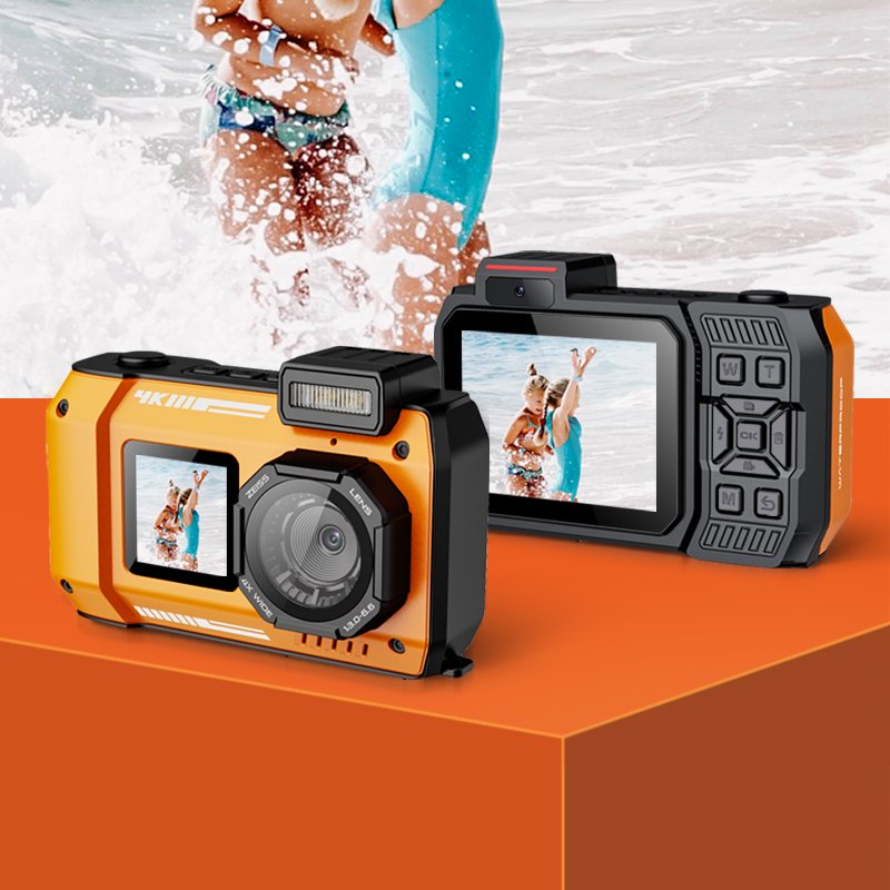 2025 New Arrival 48M Dual Screen 2500mAh Waterproof Digital Camera 65MP 4K action camera for Christmas