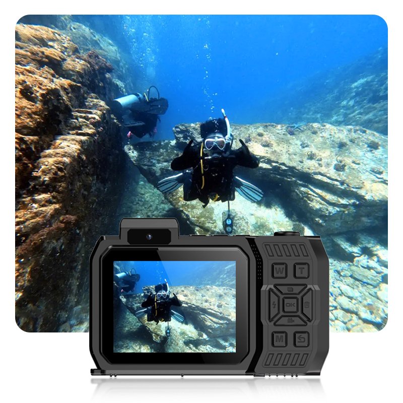 2025 New Arrival 48M Dual Screen 2500mAh Waterproof Digital Camera 65MP 4K action camera for Christmas