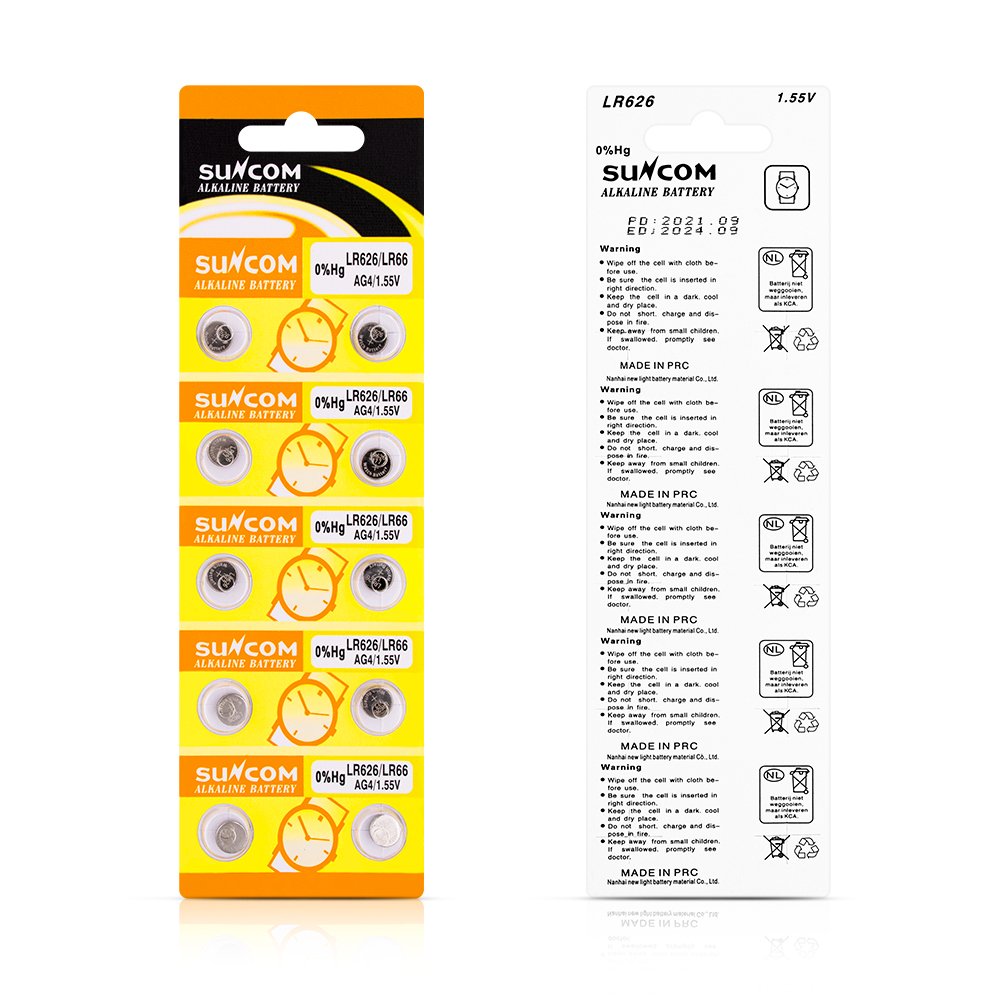 Hot Sale SUNCOM AG4 LR626 1.5V 155mAH Alkaline Button Battery For Digital Products