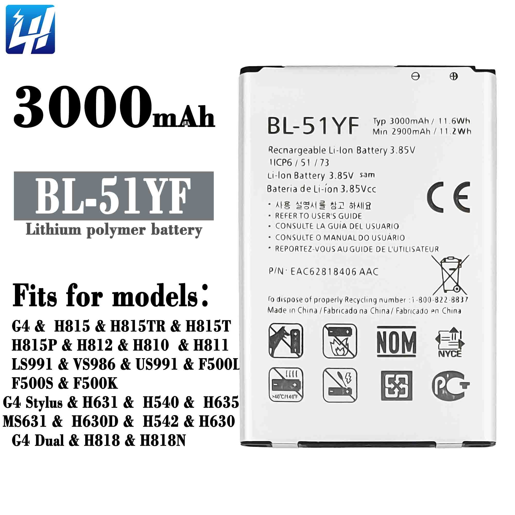 Battery Accessories Digital Battery 3000mAh BL-51YF For LG G4 G4 STYLUS Cell Phone Parts