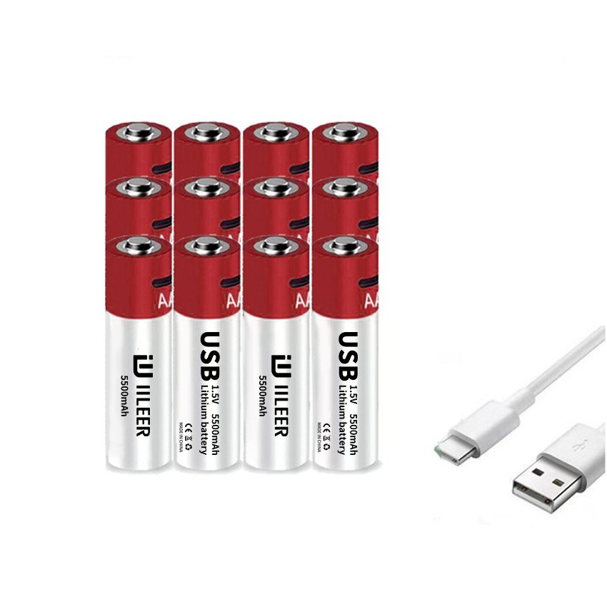 Factory Price New AA USB Rechargeable Lithium-ion Battery 1.5V AA 5500mah Constant Voltage Battery