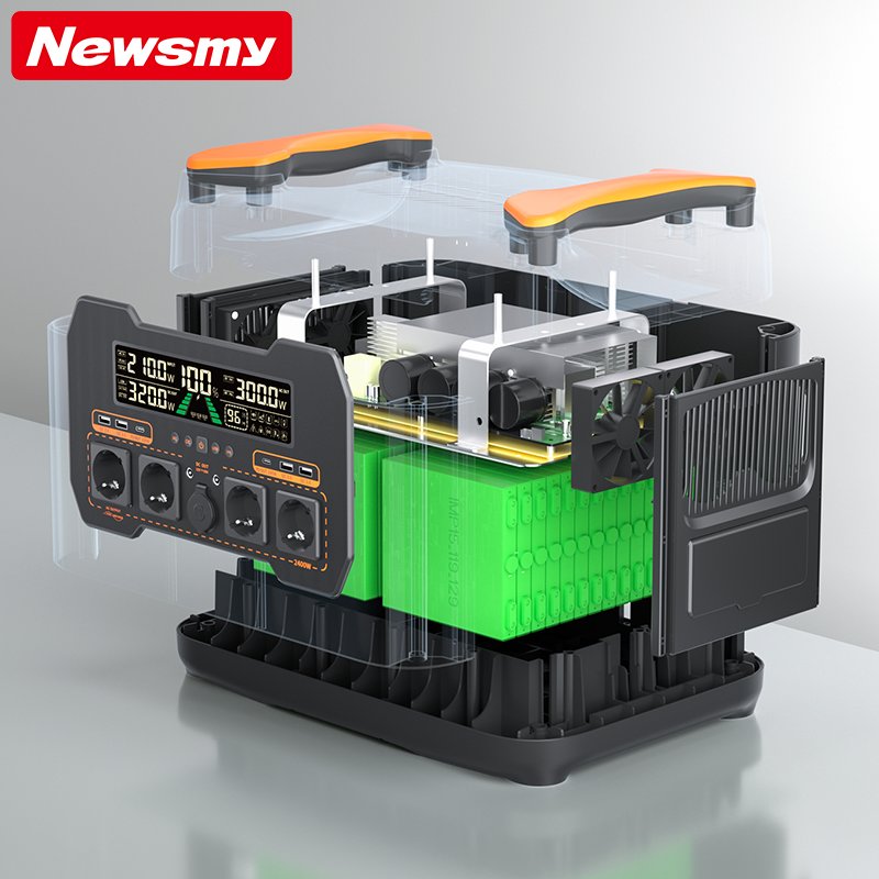 Newsmy Large capacity String 3000W rechargeable Lithium Battery Solar Generator Storage rechargeable Power Station For Home