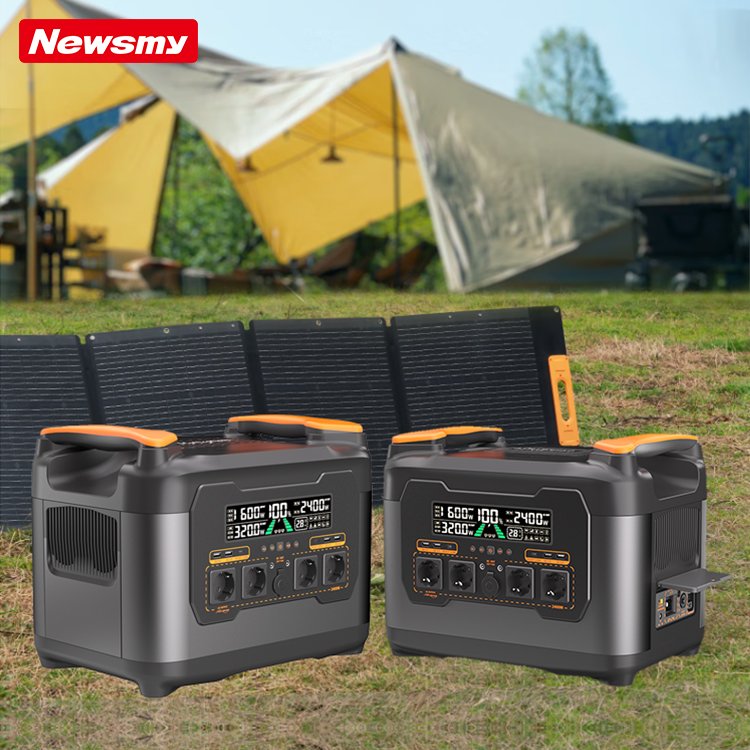 Newsmy Large capacity String 3000W rechargeable Lithium Battery Solar Generator Storage rechargeable Power Station For Home
