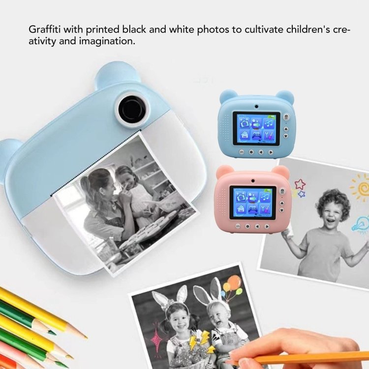 Latest Cute Kid Toy Camera Cartoon Instant Print Camera With 2.4Inch LCD Girl Camera
